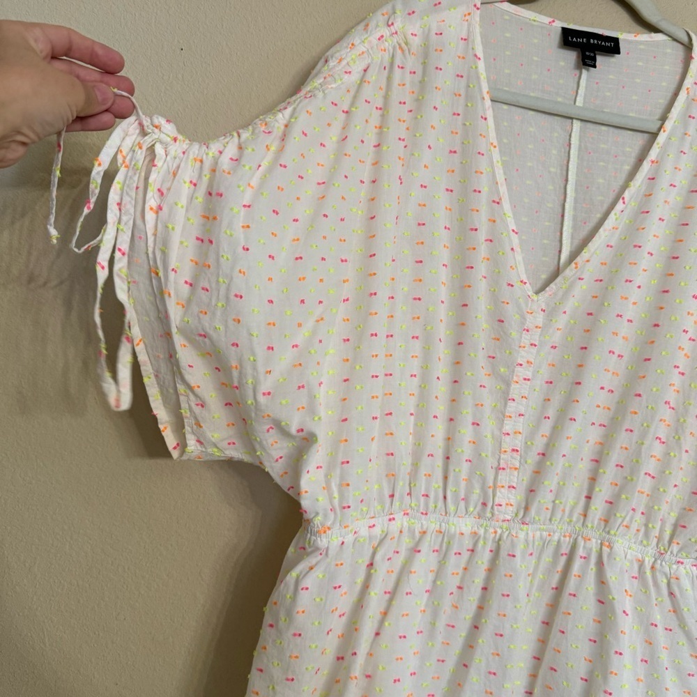 Spring Summer Lane Bryant Textured Dolman-Sleeve Peplum Blouse White Size 18/20 - Picture 5 of 16
